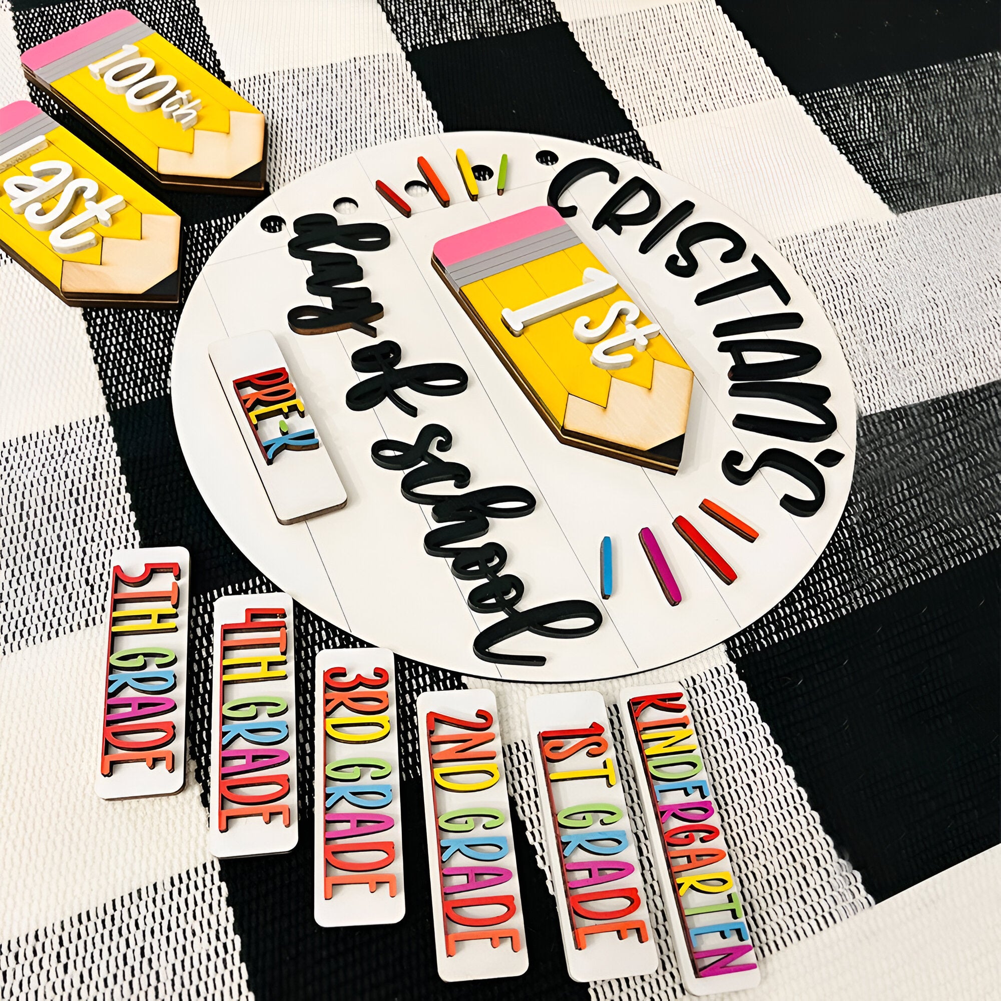 First_100th_Last Day of School Interchangeable Back to School Sign Custom Photo Prop For Kids Scsign