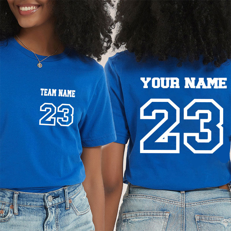 Personalized Name And Back Number Teacher Two Sided T-Shirt 1 2MAT88
