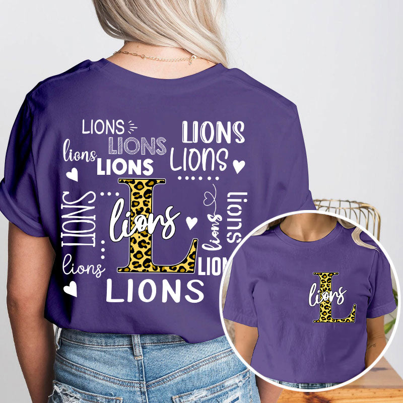 Personalized Leopard School Mascot Teacher Two Sided T-Shirt 2MAT88