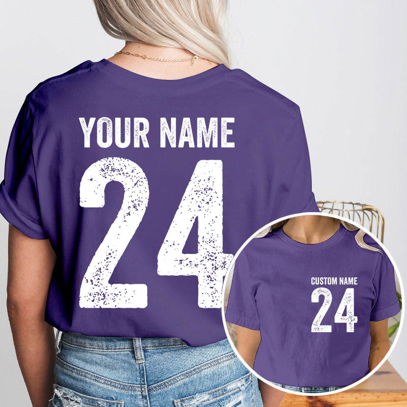Personalized Name And Back Number Teacher Two Sided T-Shirt 2MAT88