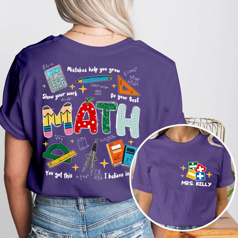 Personalized Simple Retro Text Design Teacher Two Sided T-Shirt 2MAT68