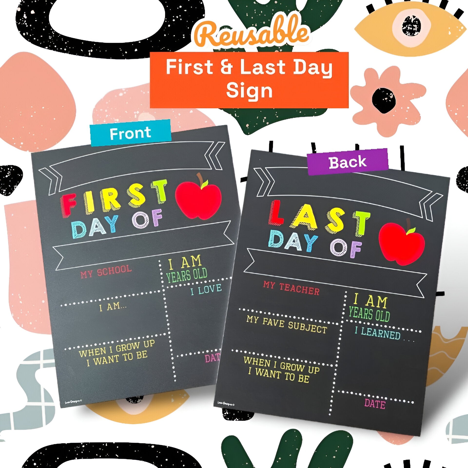 Reusable 2-in-1 First & Last Day of School Sign, first day of school sign, back to school, last day of school sign, first day sign Scsign