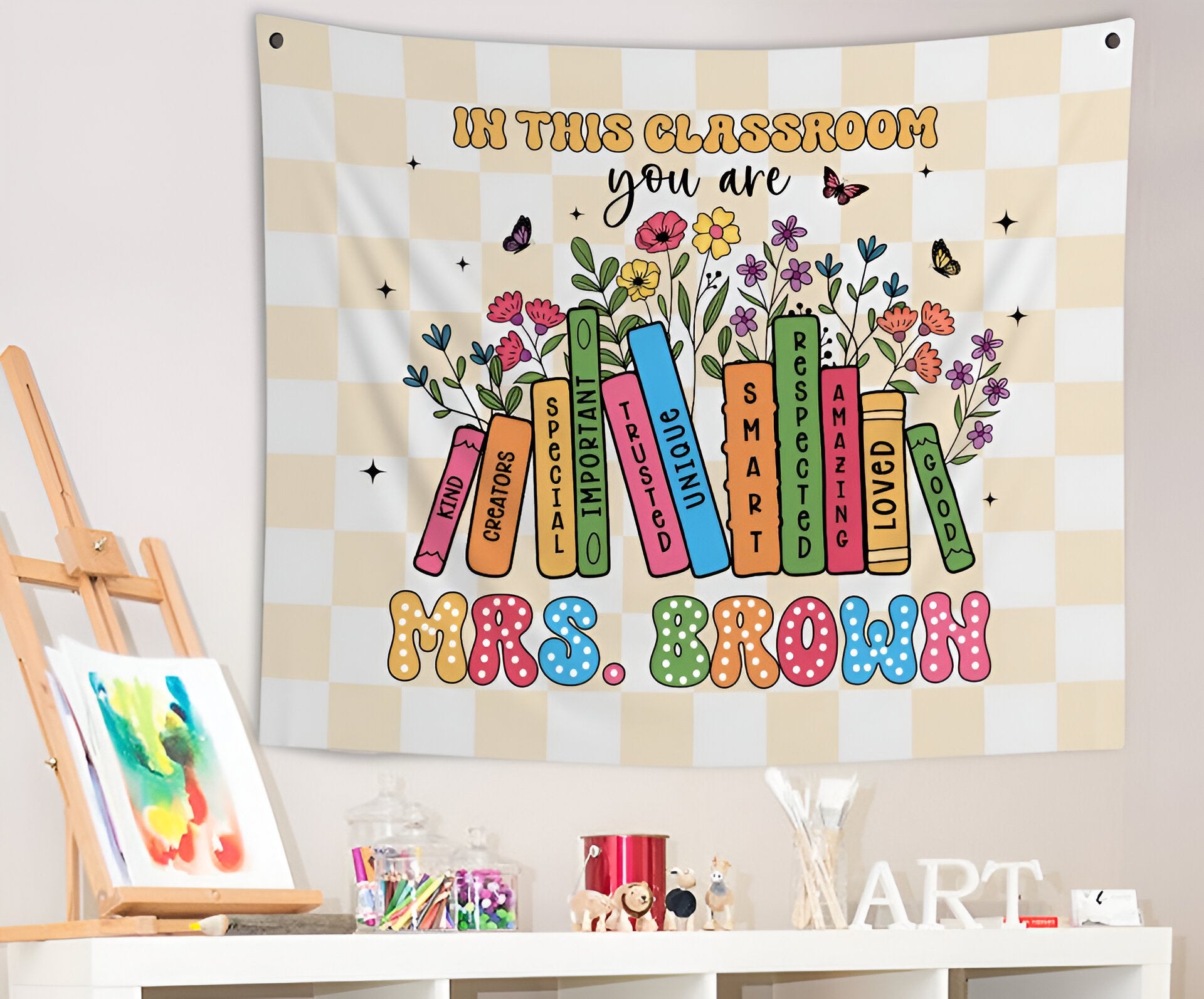 In This Classroom You Are Tapestry, Classroom Decor, Custom Teacher Name Tapestry Tapes