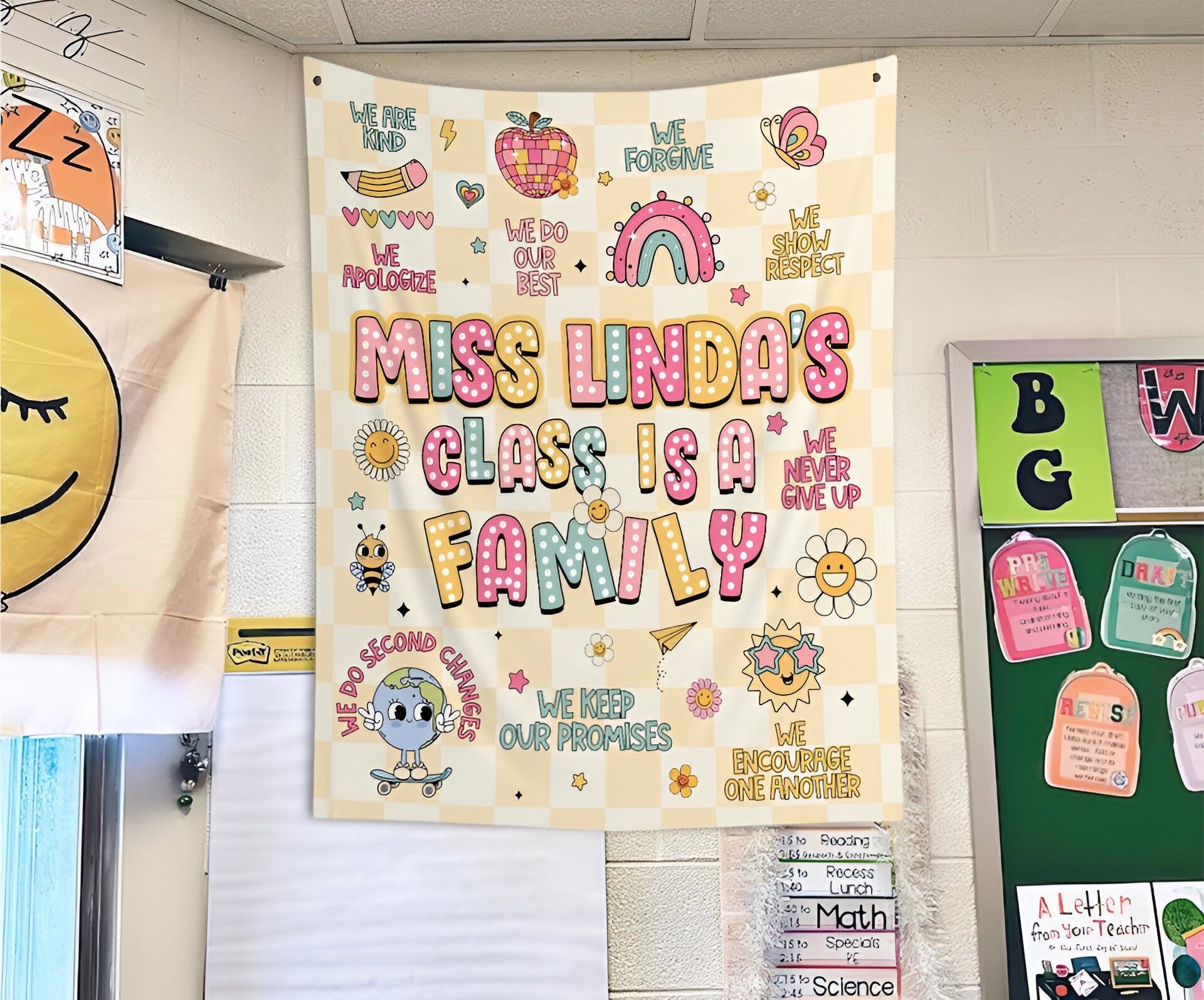 Custom Teacher Classroom Tapestry, Classroom Banner, Custom Teacher Name Tapestry Tapes