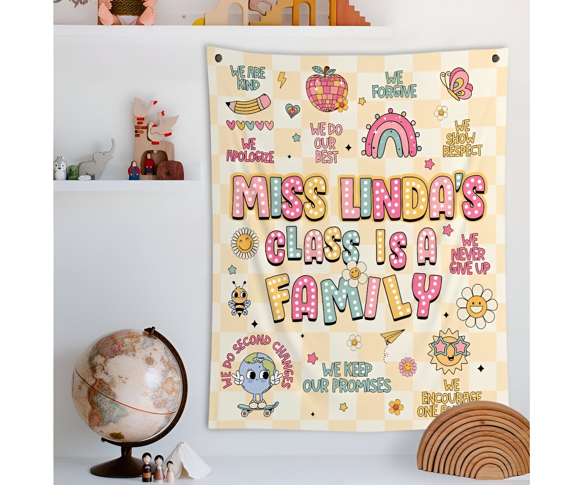 Custom Teacher Classroom Tapestry, Classroom Banner, Custom Teacher Name Tapestry Tapes