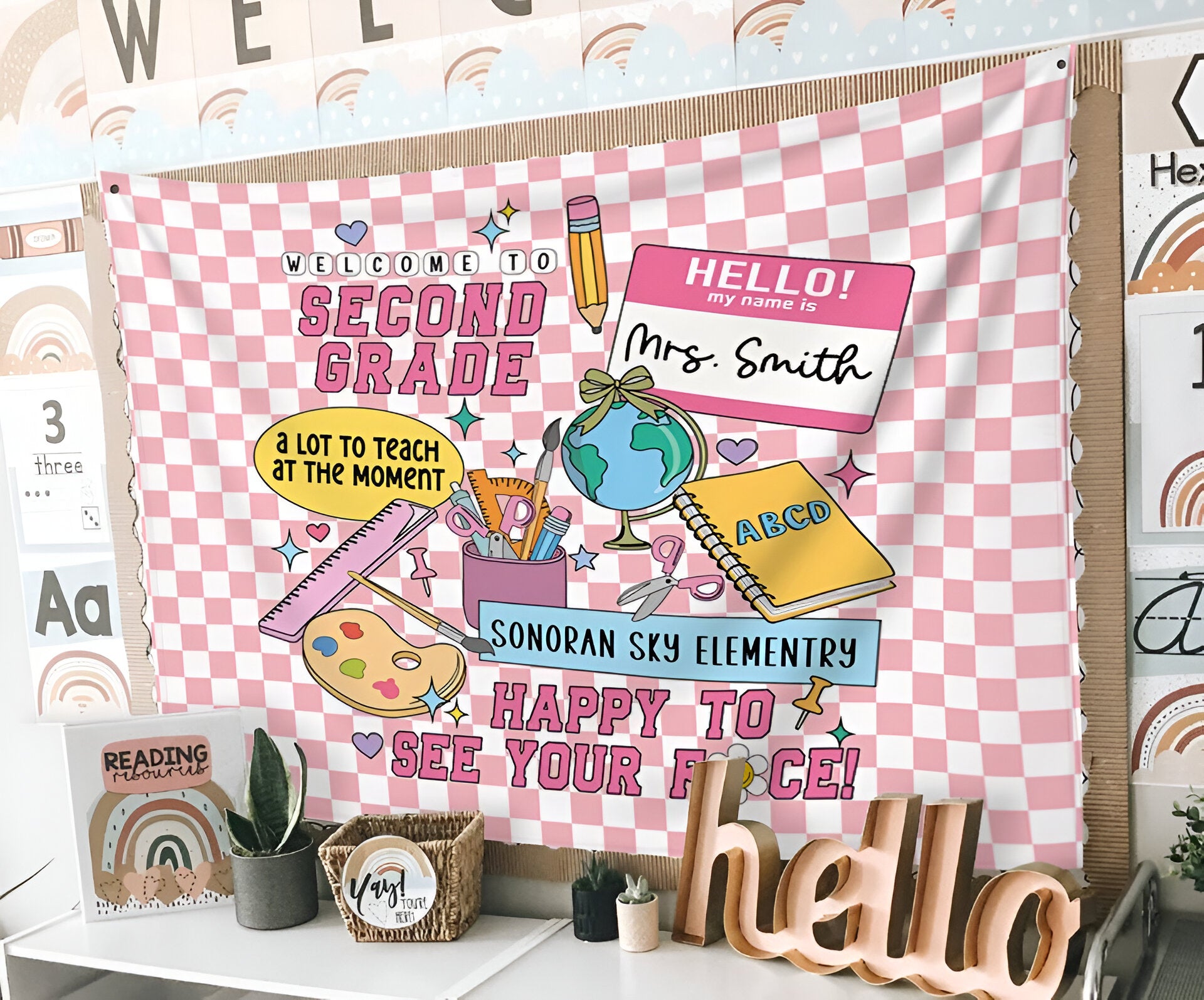 Custom Teacher Grade Classroom Tapestry, Classroom Decor, Classroom Tapestry Tapes