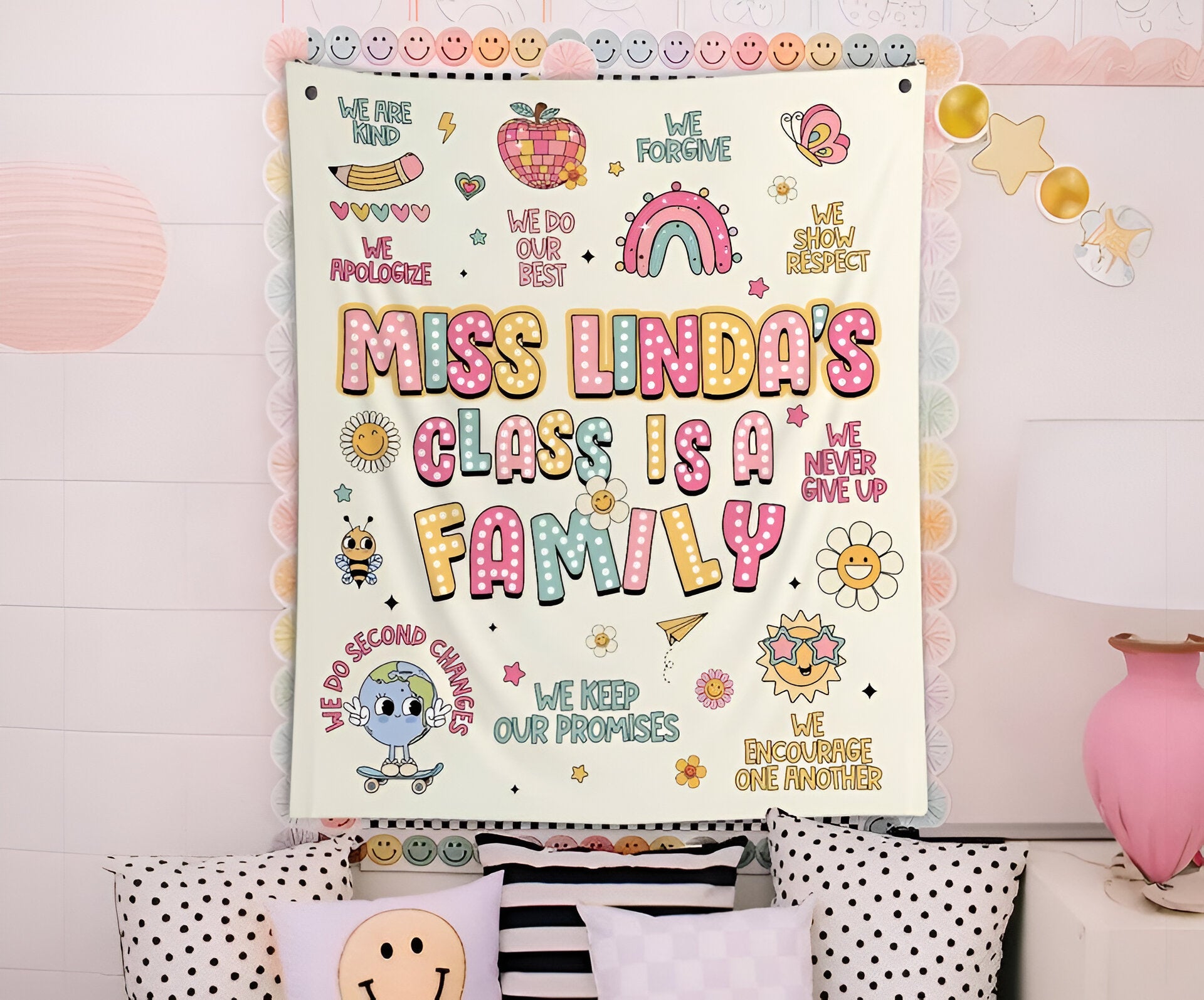 Custom Teacher Classroom Tapestry, Classroom Banner, Custom Teacher Name Tapestry Tapes