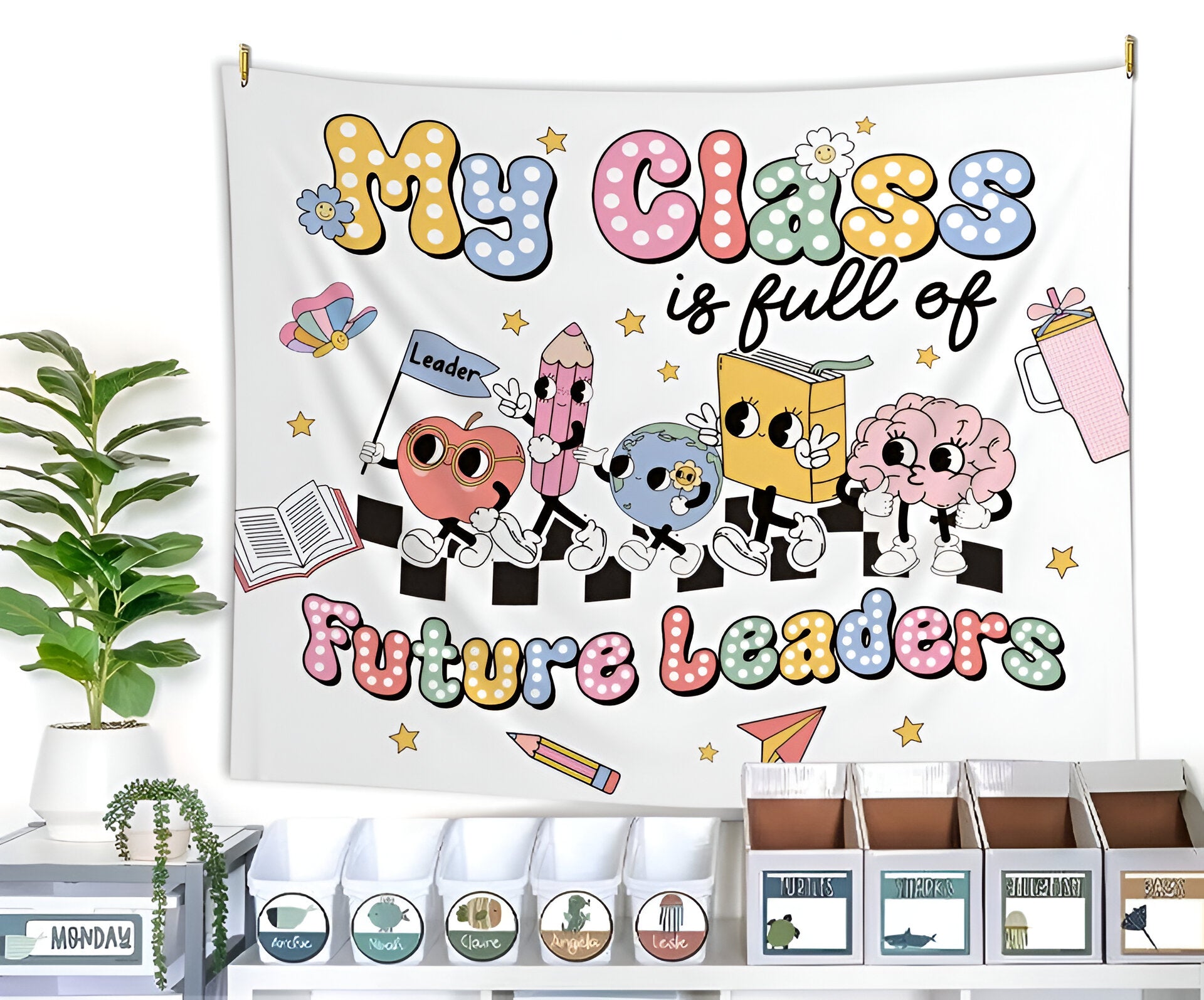 Classroom Tapestry, Dalmatian Dots Teacher Tapestry, Future Leaders, Classroom Banner1 Tapes