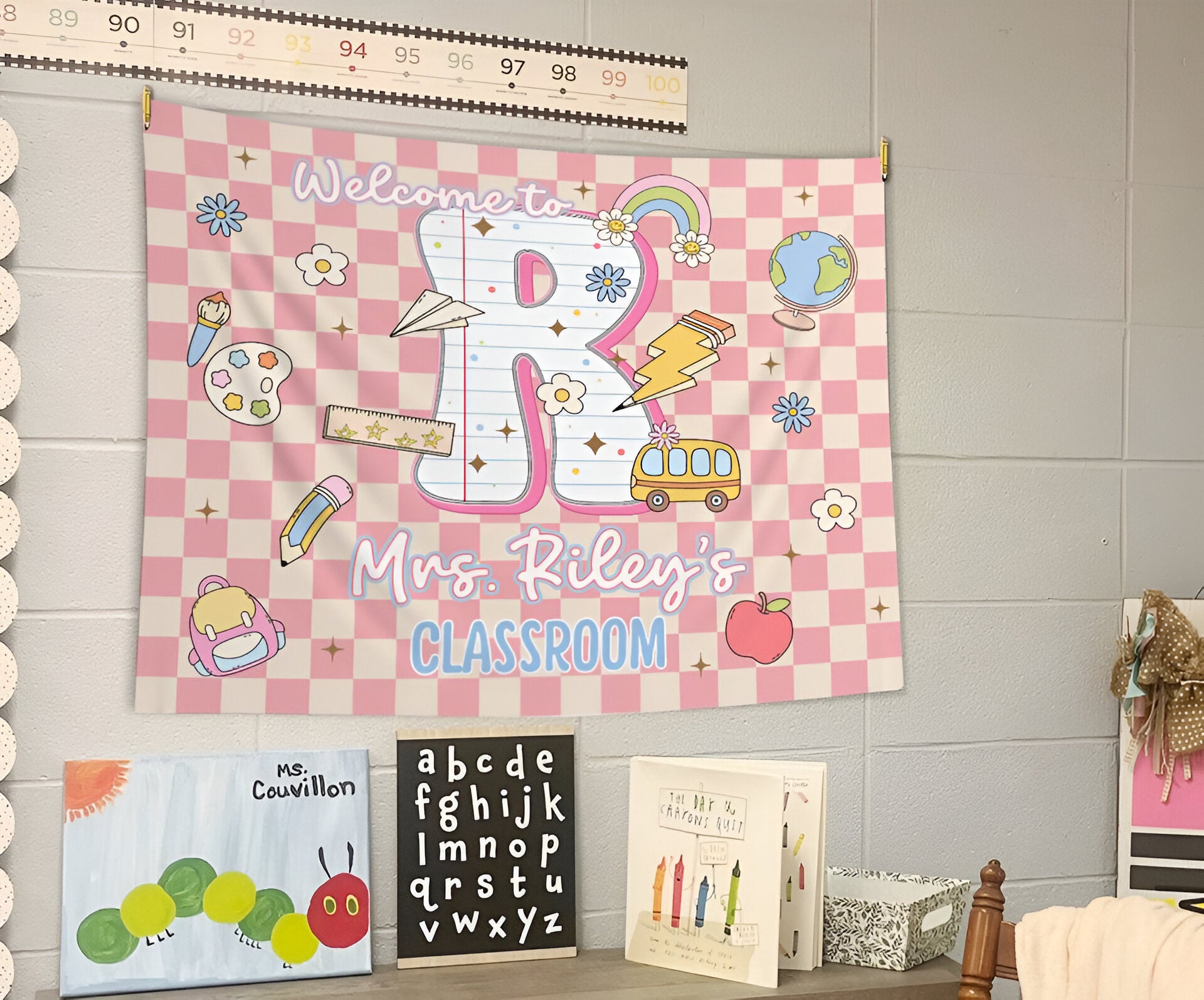 Custom Teacher Name Tapestry, Back to School Classroom Decor, First Day of School Tapes