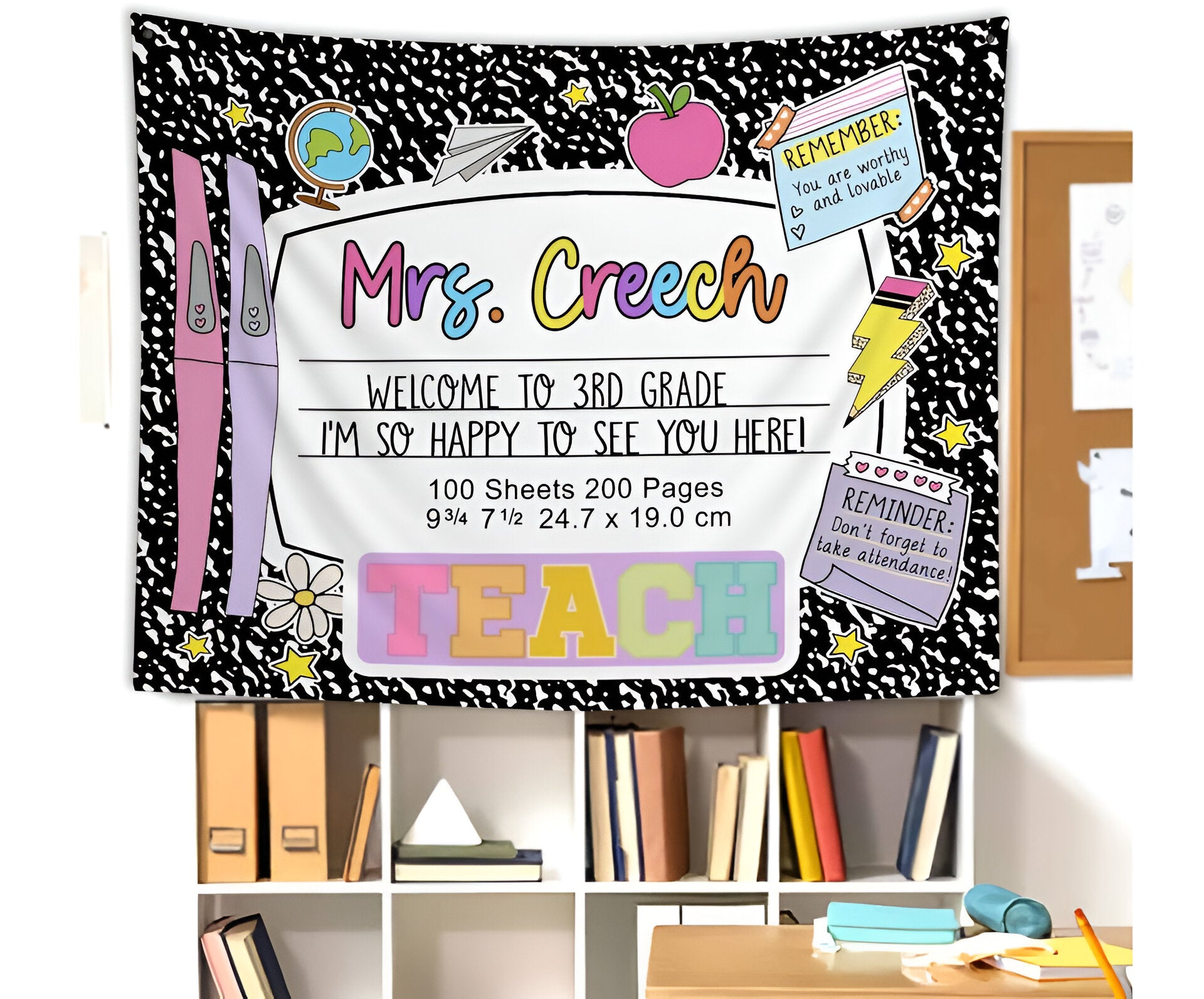 Custom Teacher Classroom Tapestry, Classroom Decor, Classroom Tapestry, Back To School Tapes