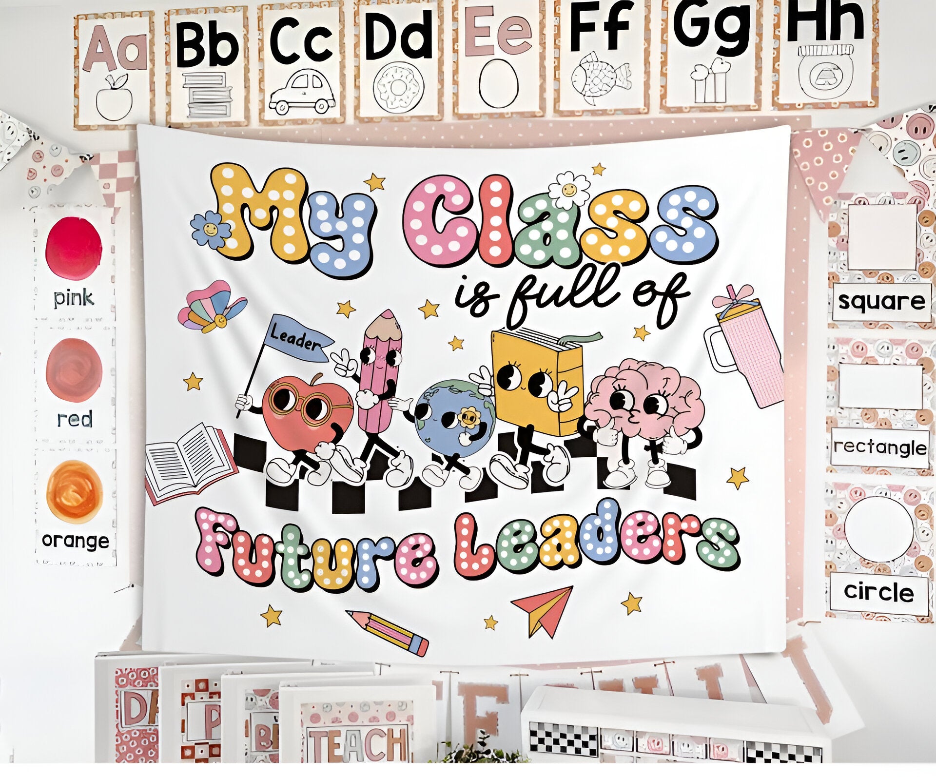 Classroom Tapestry, Dalmatian Dots Teacher Tapestry, Future Leaders, Classroom Banner1 Tapes