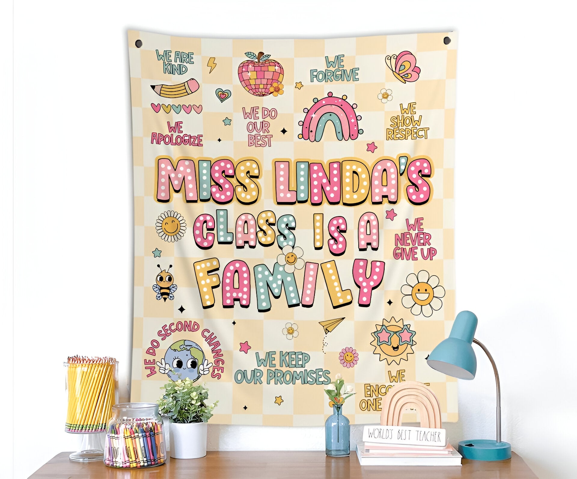 Custom Teacher Classroom Tapestry, Classroom Banner, Custom Teacher Name Tapestry Tapes