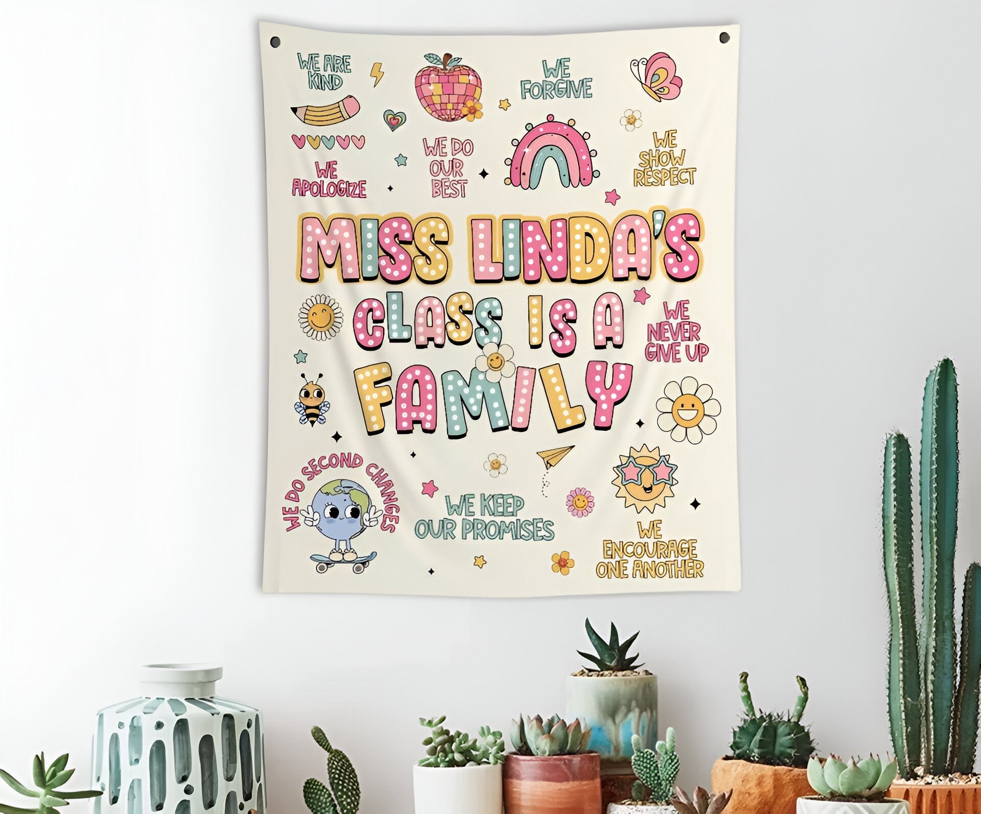 Custom Teacher Classroom Tapestry, Classroom Banner, Custom Teacher Name Tapestry1 Tapes