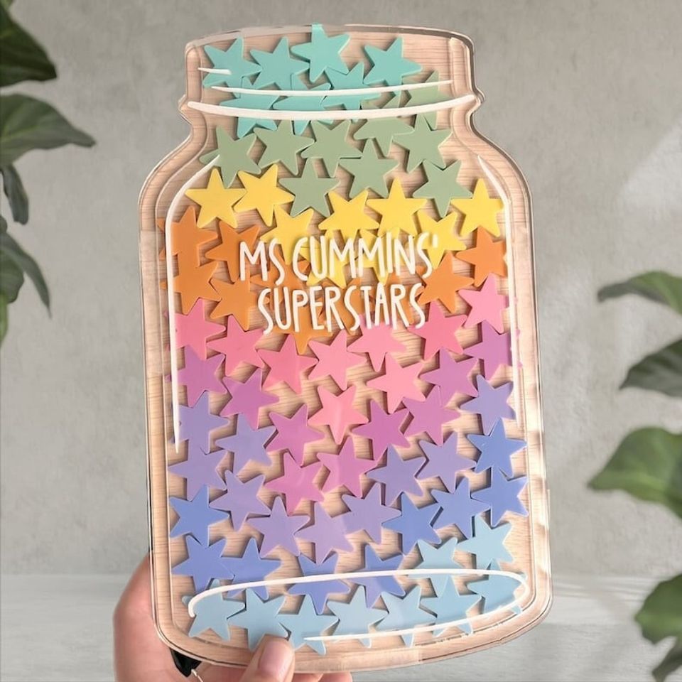 Reward Jar Magnetic for Classroom, Teacher Reward Jar Gift, Reward Jar Smile rejar1