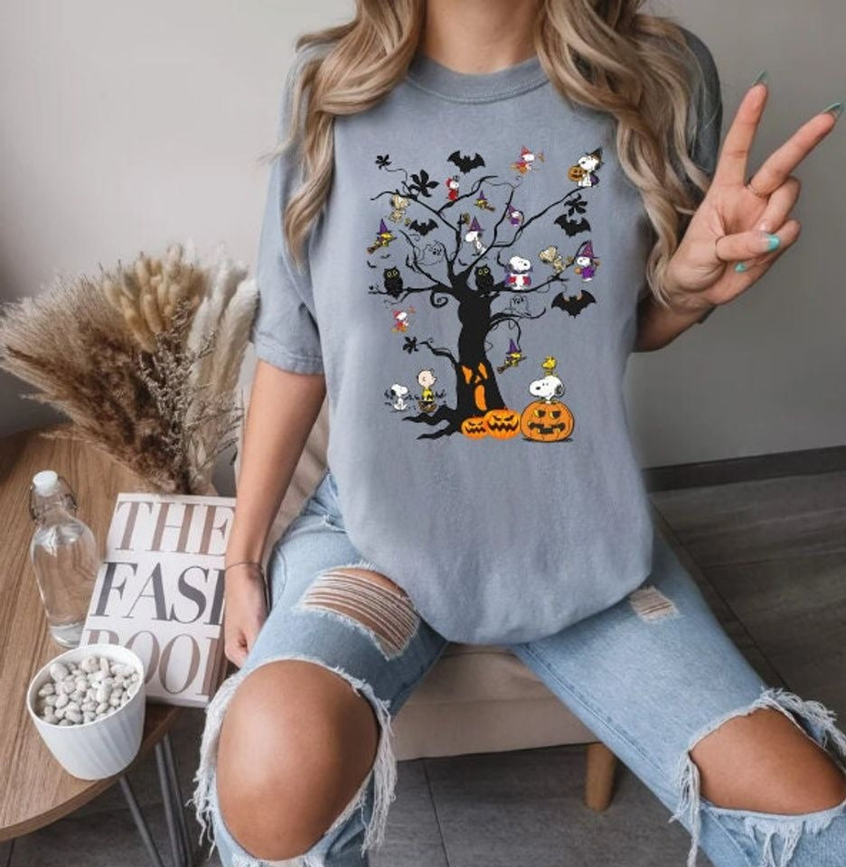 Snoopy Fall Sweatshirt, Snoopy Pumpkin Hoodie, Halloween Cartoon Dog Crewneck Sweatshirt Sleeve DH2407 3