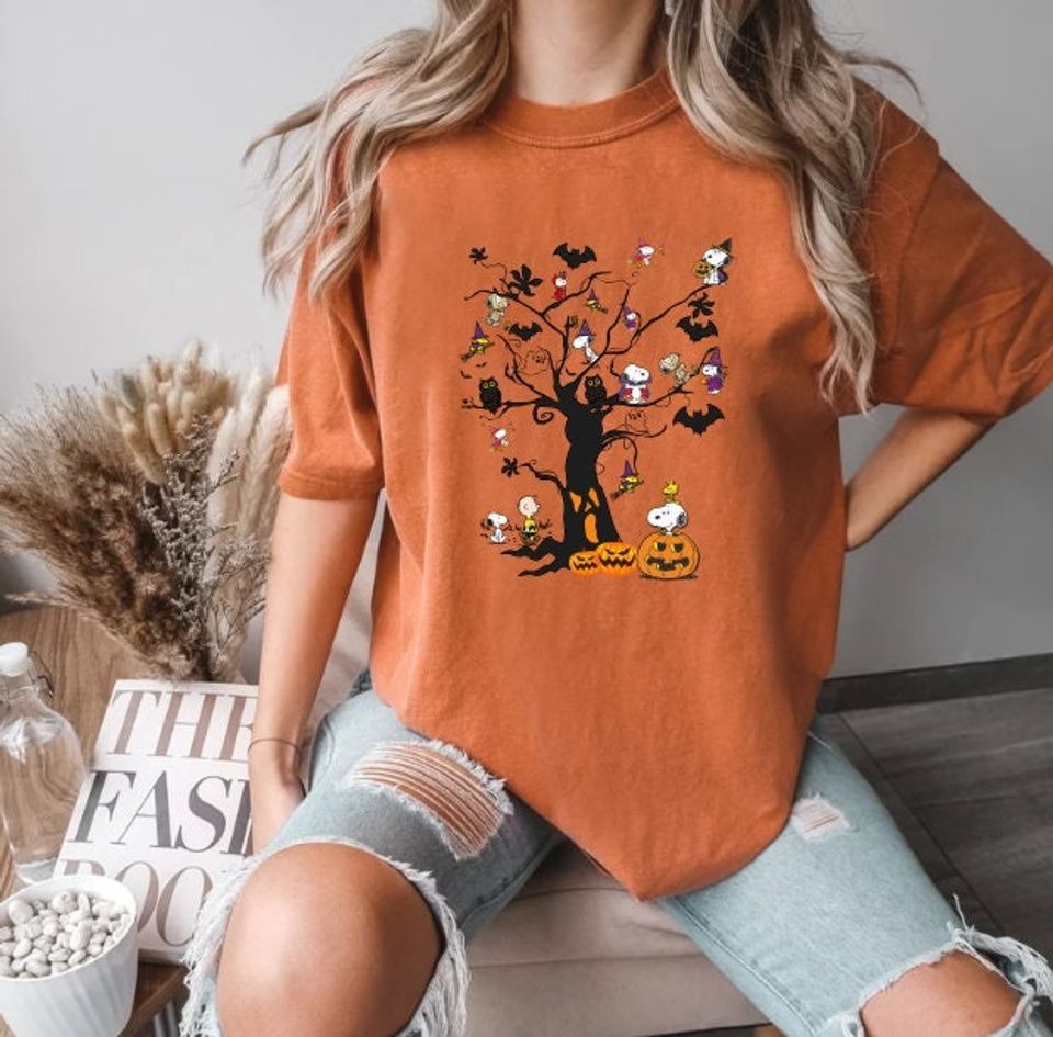 Snoopy Fall Sweatshirt, Snoopy Pumpkin Hoodie, Halloween Cartoon Dog Crewneck Sweatshirt Sleeve DH2407 3