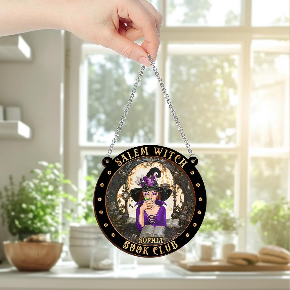 Salem Witch Book Club Personalized Witch Window Hanging Suncatcher Ornament ORHA2208
