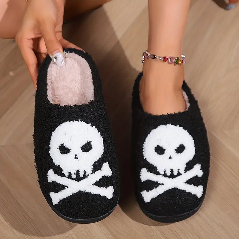 Cute Big Cherry Pattern Fuzzy Slippers, Closed Toe Plush House Bedroom Shoes, Cozy & Warm Home Slippers SL0808 24