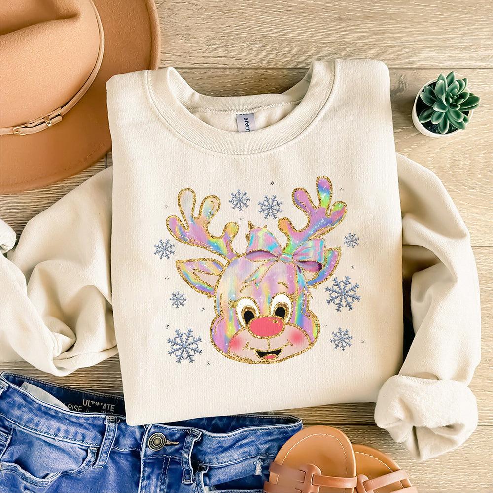 Iridescent Reindeer Christmas Png, Coquette Christmas Png, Iridescent Christmas Png, Girly Christmas Png, Colorful Glitter Christmas Png PNG1110 12 NPN