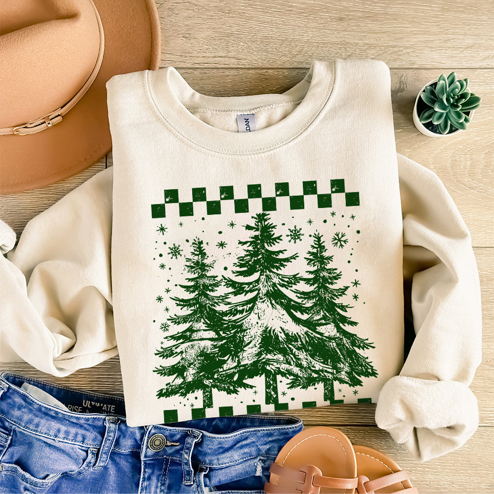 Retro Checkered Christmas Trees PNG Pine Trees Holiday season Png Retro Christmas Png Trendy Distressed Christmas Jumper Png Xmas ORIGINAL S204 abccc