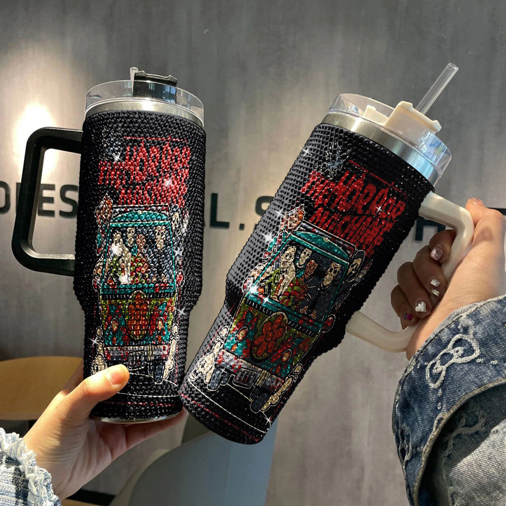 Halloween Horror Movie Characters Tumbler 40oz, Horror Bling Ghost 40oz Cup with Lid and Straw, Horror Friends Halloween Creepy Tumblers TUM2908