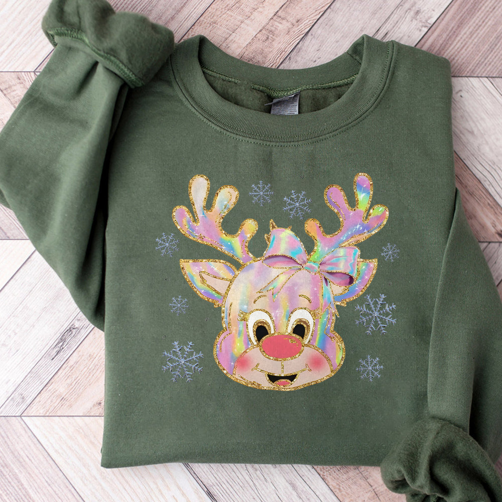 Iridescent Reindeer Christmas Png, Coquette Christmas Png, Iridescent Christmas Png, Girly Christmas Png, Colorful Glitter Christmas Png PNG1110 12 NPN