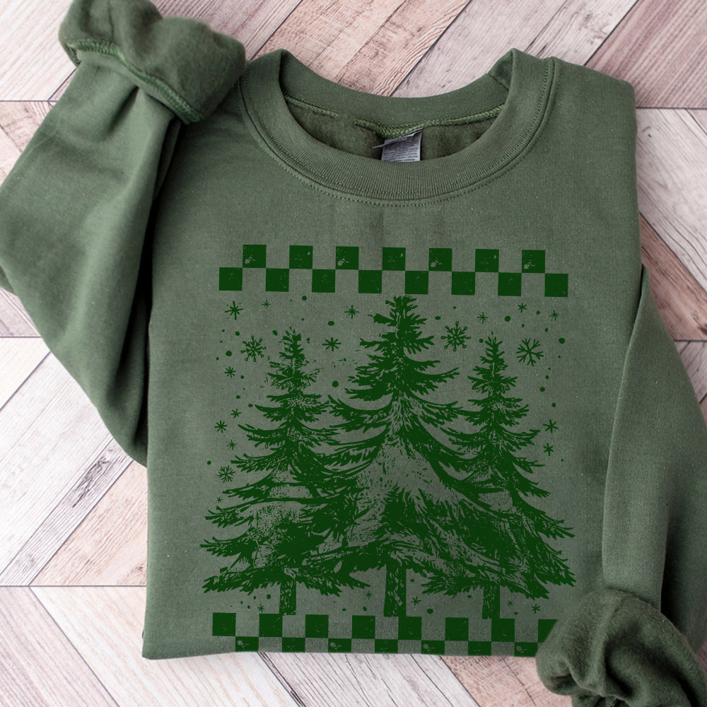 Retro Checkered Christmas Trees PNG Pine Trees Holiday season Png Retro Christmas Png Trendy Distressed Christmas Jumper Png Xmas ORIGINAL S204 abccc