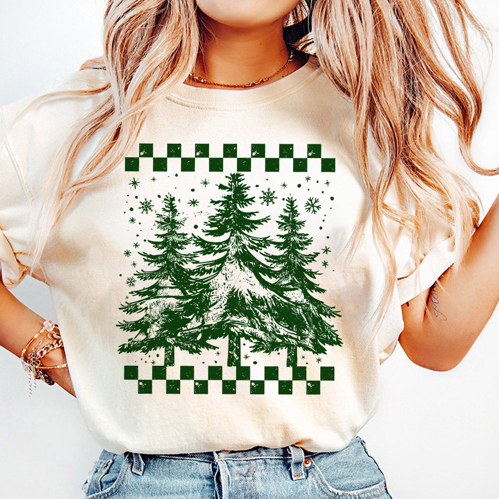 Retro Checkered Christmas Trees PNG Pine Trees Holiday season Png Retro Christmas Png Trendy Distressed Christmas Jumper Png Xmas ORIGINAL S204 abccc
