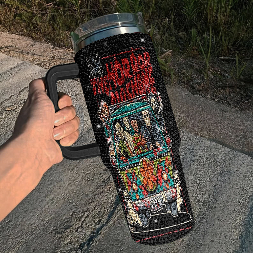 Halloween Horror Movie Characters Tumbler 40oz, Horror Bling Ghost 40oz Cup with Lid and Straw, Horror Friends Halloween Creepy Tumblers TUM2908