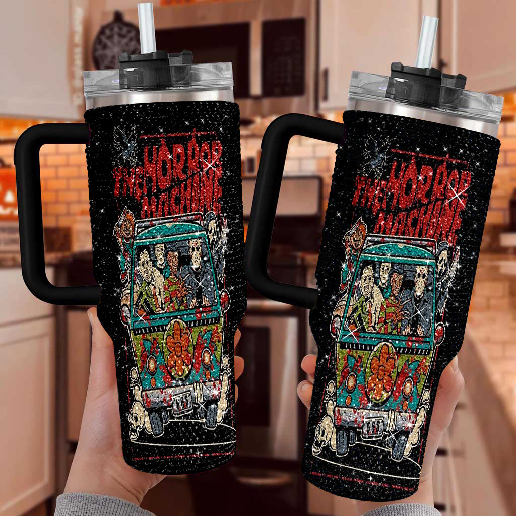 Halloween Horror Movie Characters Tumbler 40oz, Horror Bling Ghost 40oz Cup with Lid and Straw, Horror Friends Halloween Creepy Tumblers TUM2908
