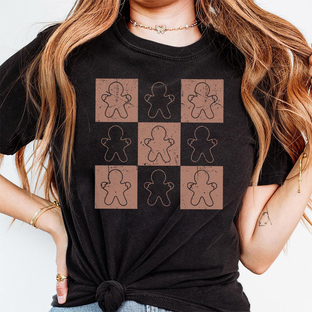 Retro Checkered Gingerbread Man PNG, Trendy Distressed Christmas PNG, Christmas Sublimation, Holiday Png Design, Cute Checkered Xmas Png S6 OO