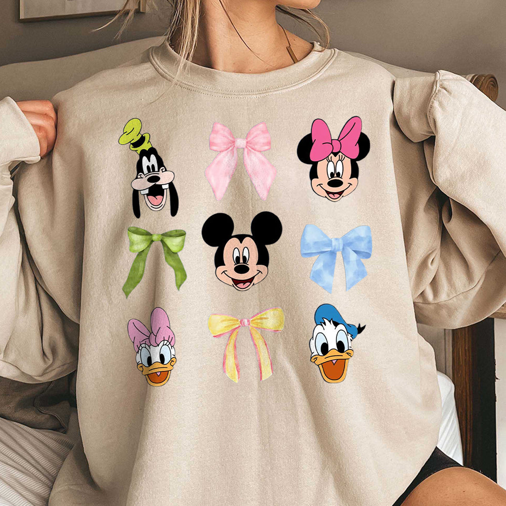 Mickey Friends Tee, Minnie Bow Coquette, Womens Disneyworld T-shirt, Bow Pluto Daisy Donald Shirt, Cute Disney Top Shirt HHH