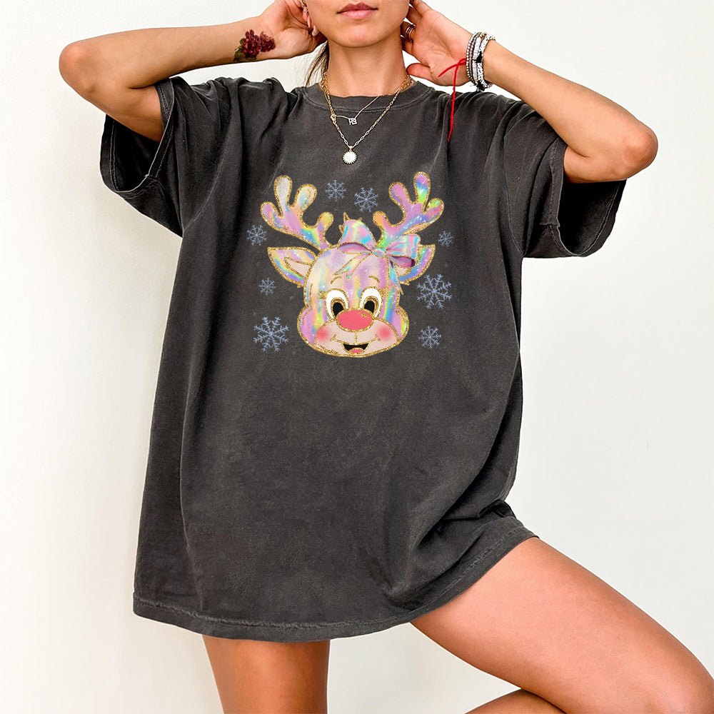Iridescent Reindeer Christmas Png, Coquette Christmas Png, Iridescent Christmas Png, Girly Christmas Png, Colorful Glitter Christmas Png PNG1110 12 NPN