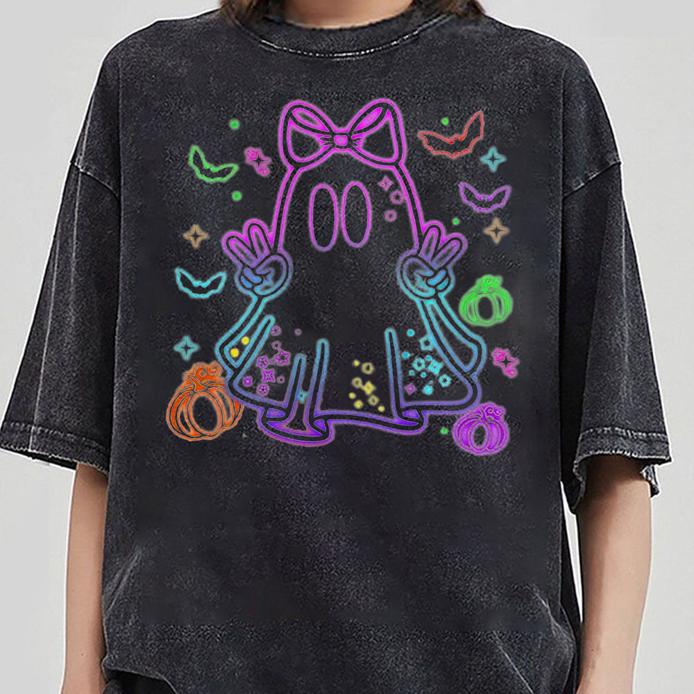 Halloween Ghost Neon Shirt, Retro Halloween Neon Shirt, Halloween Girl And Boy Shirt, Spooky Season Shirt, Social Club Shirt, Trendy Halloween Shirt 1 CCC