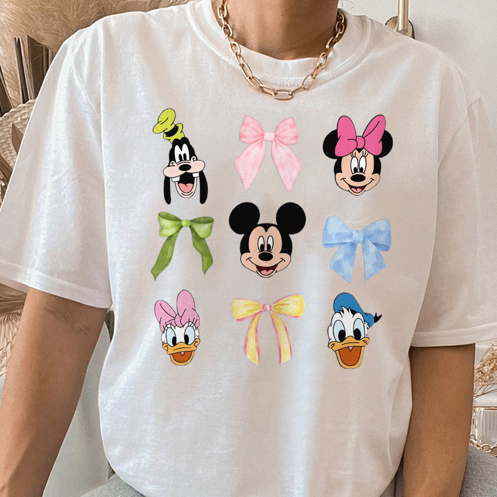 Mickey Friends Tee, Minnie Bow Coquette, Womens Disneyworld T-shirt, Bow Pluto Daisy Donald Shirt, Cute Disney Top Shirt HHH