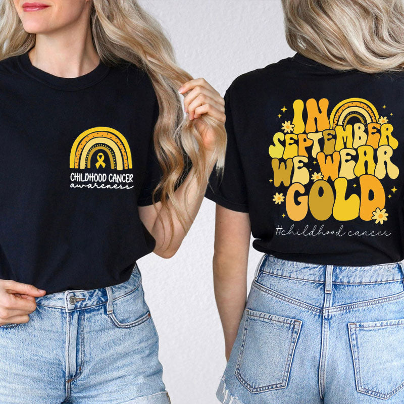 In September We Wear Gold Teacher Two Sided T-Shirt 2MAT88