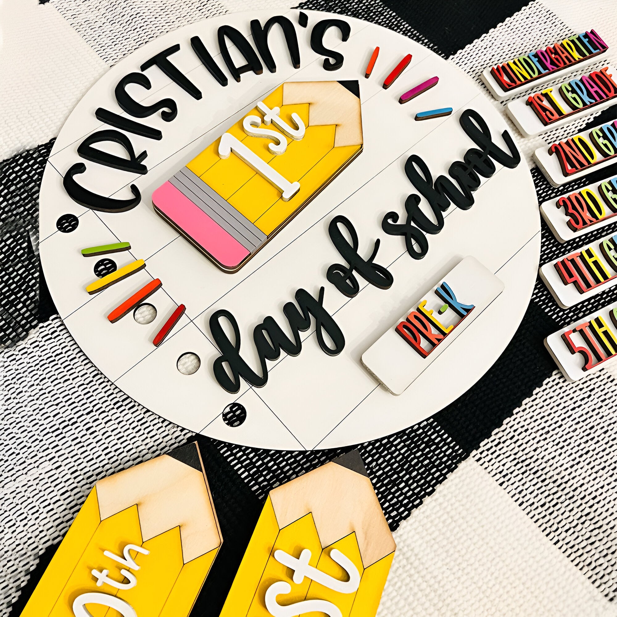 First_100th_Last Day of School Interchangeable Back to School Sign Custom Photo Prop For Kids Scsign