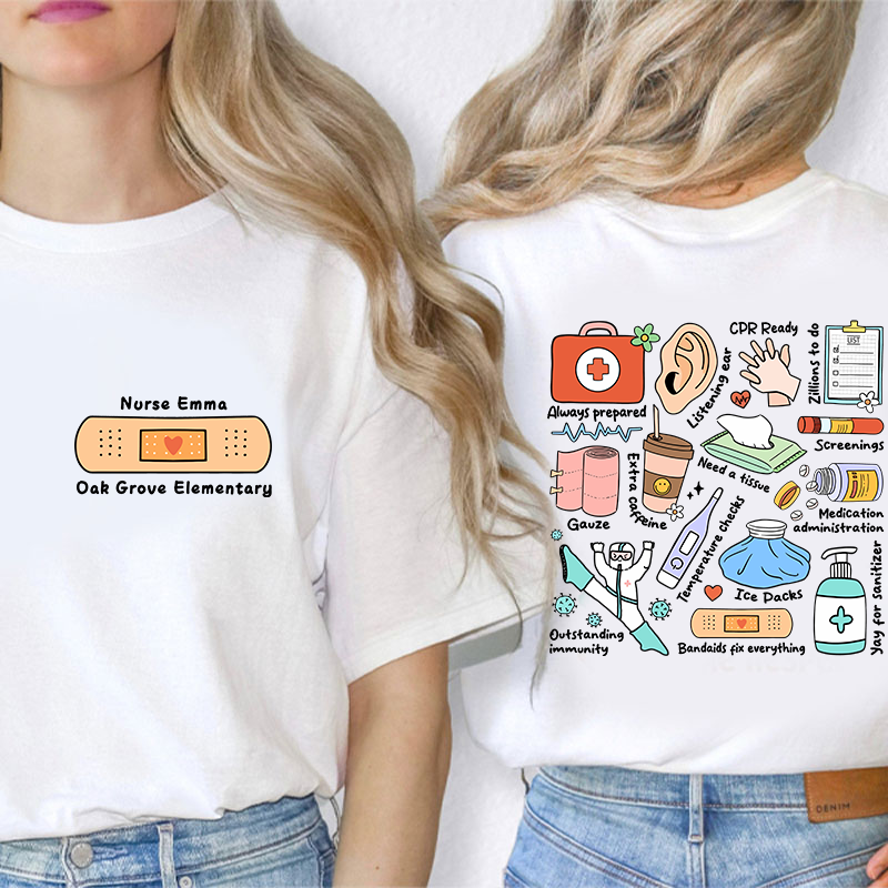 Personalized Leopard School Mascot Teacher Two Sided T-Shirt 2MAT68