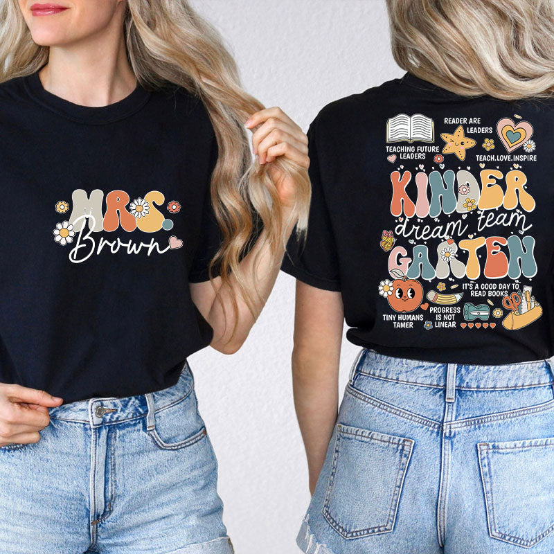 Personalized Teacher's Name And Grade Dream Team Teacher Two Sided T-Shirt 2MAT88