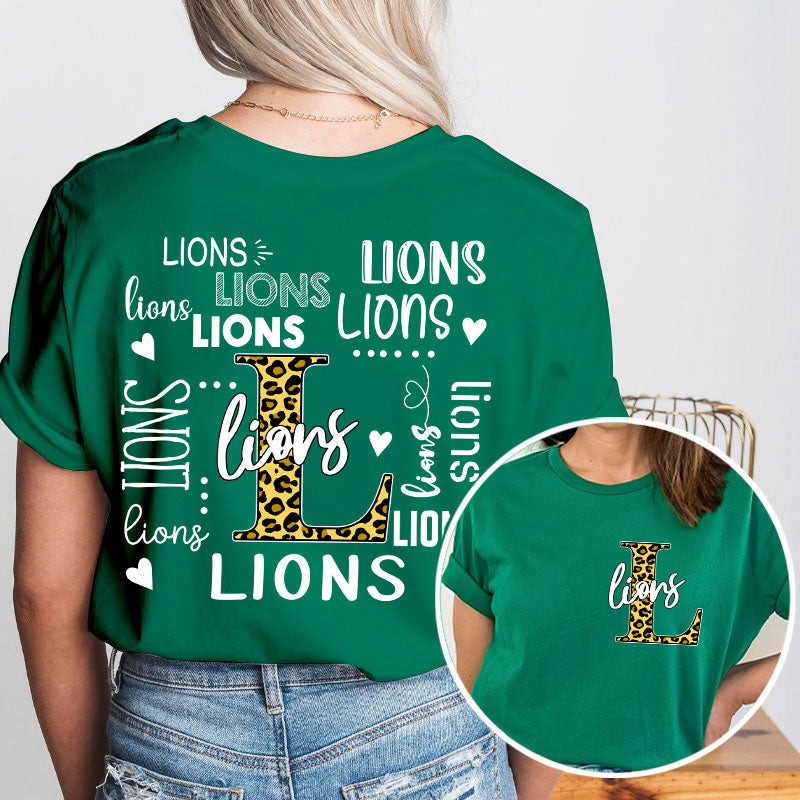Personalized Leopard School Mascot Teacher Two Sided T-Shirt 2MAT88