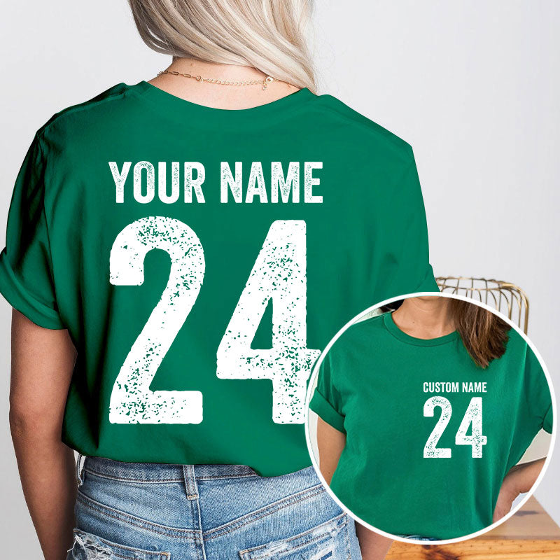 Personalized Name And Back Number Teacher Two Sided T-Shirt 2MAT88