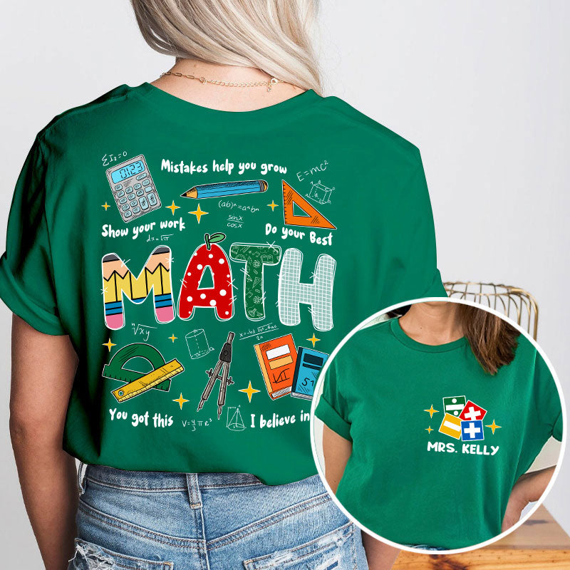 Personalized Simple Retro Text Design Teacher Two Sided T-Shirt 2MAT68