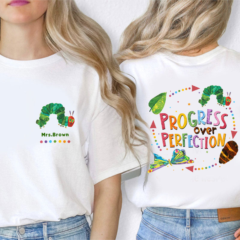 Personalized The World Is A Better Place With You Teacher Two Sided Sweatshirt 2MAT68