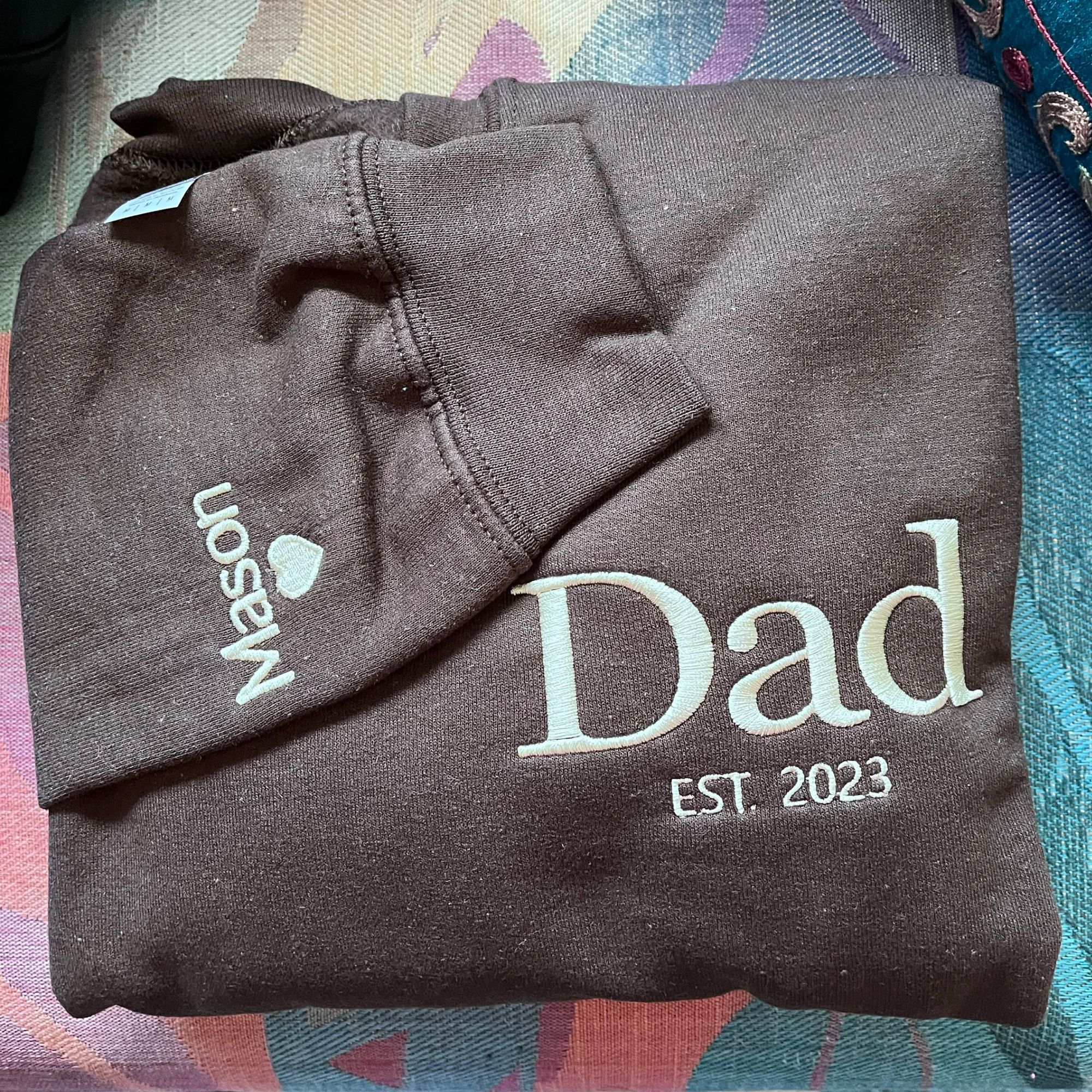Personalized Grandpa Sweatshirt Embroidered, Grandpa EST Crewneck with Kid Name, Father's Day Gift Idea em4