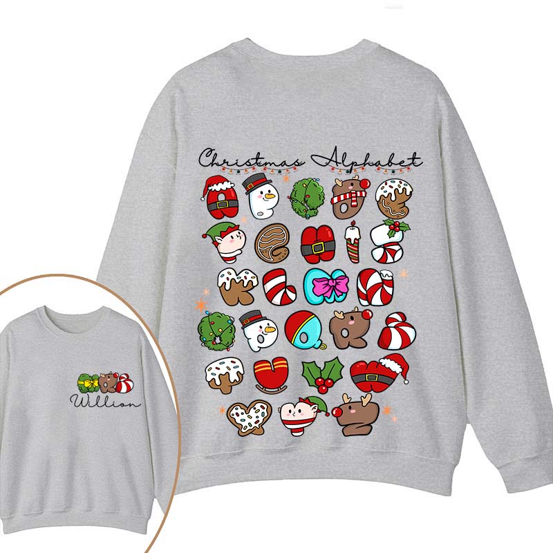 Personalized Christmas Alphabet Teacher Two Sided Sweatshirt 2MAT88
