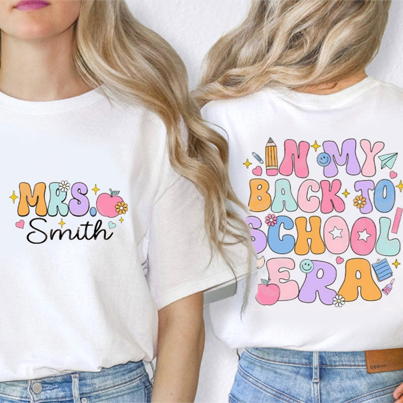 Personalized Name In My Cheer Coach Era Teacher Two Sided T-Shirt inmy