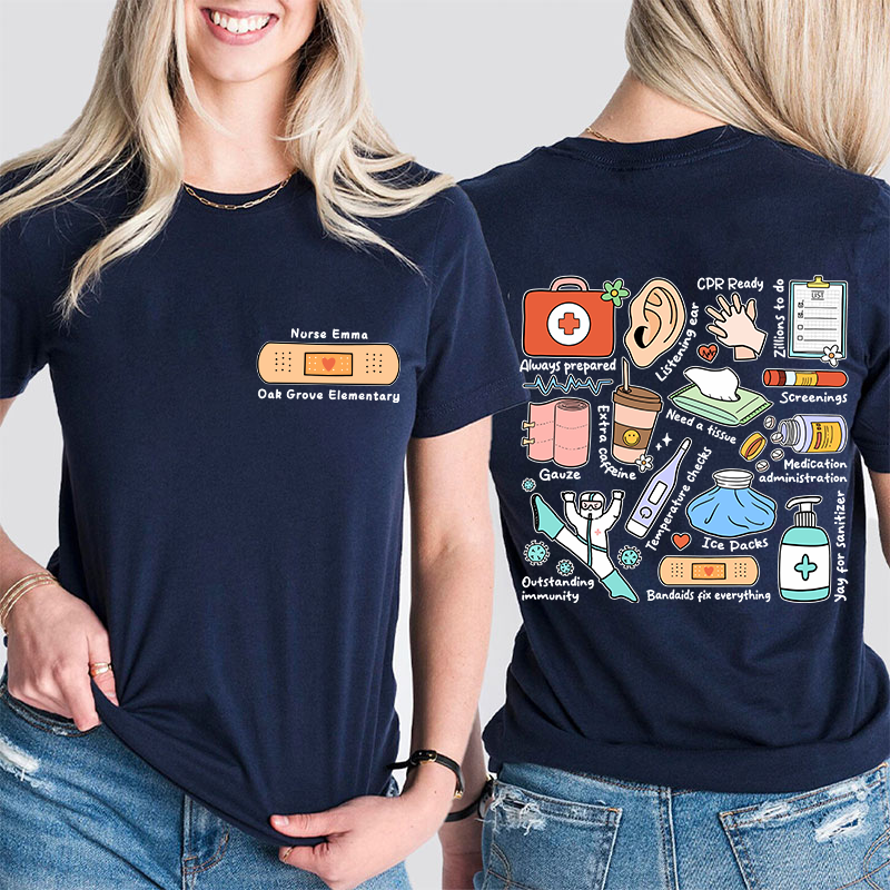 Personalized School Nurse Two Sided T-Shirt 2MAT88