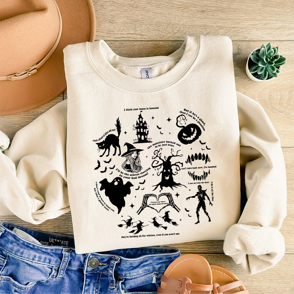 Halloween Songs SweatPng, Halloween T-Png, Spooky season Tee, Ghost Haunt TPng, Fall Season, Pumpkin Halloween, Halloween Lyrics Png PNG0810 07 NPN