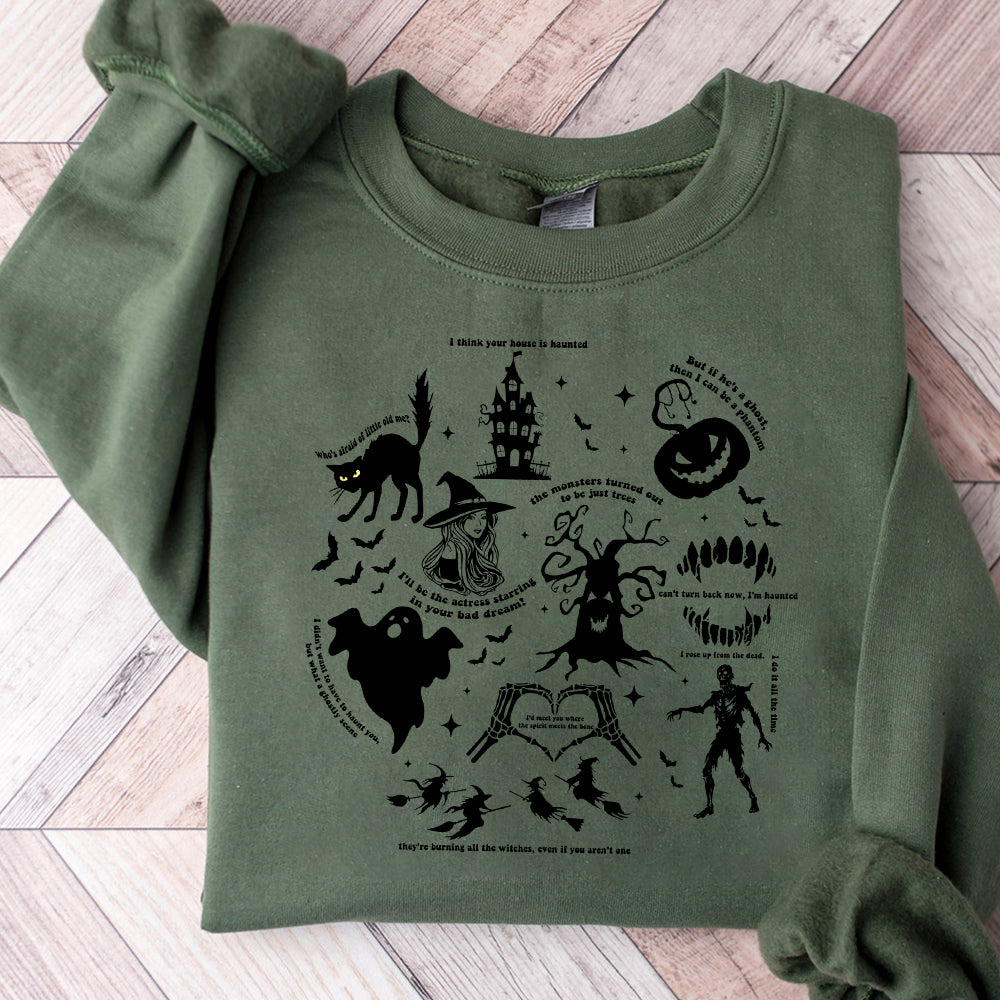 Halloween Songs SweatPng, Halloween T-Png, Spooky season Tee, Ghost Haunt TPng, Fall Season, Pumpkin Halloween, Halloween Lyrics Png PNG0810 07 NPN