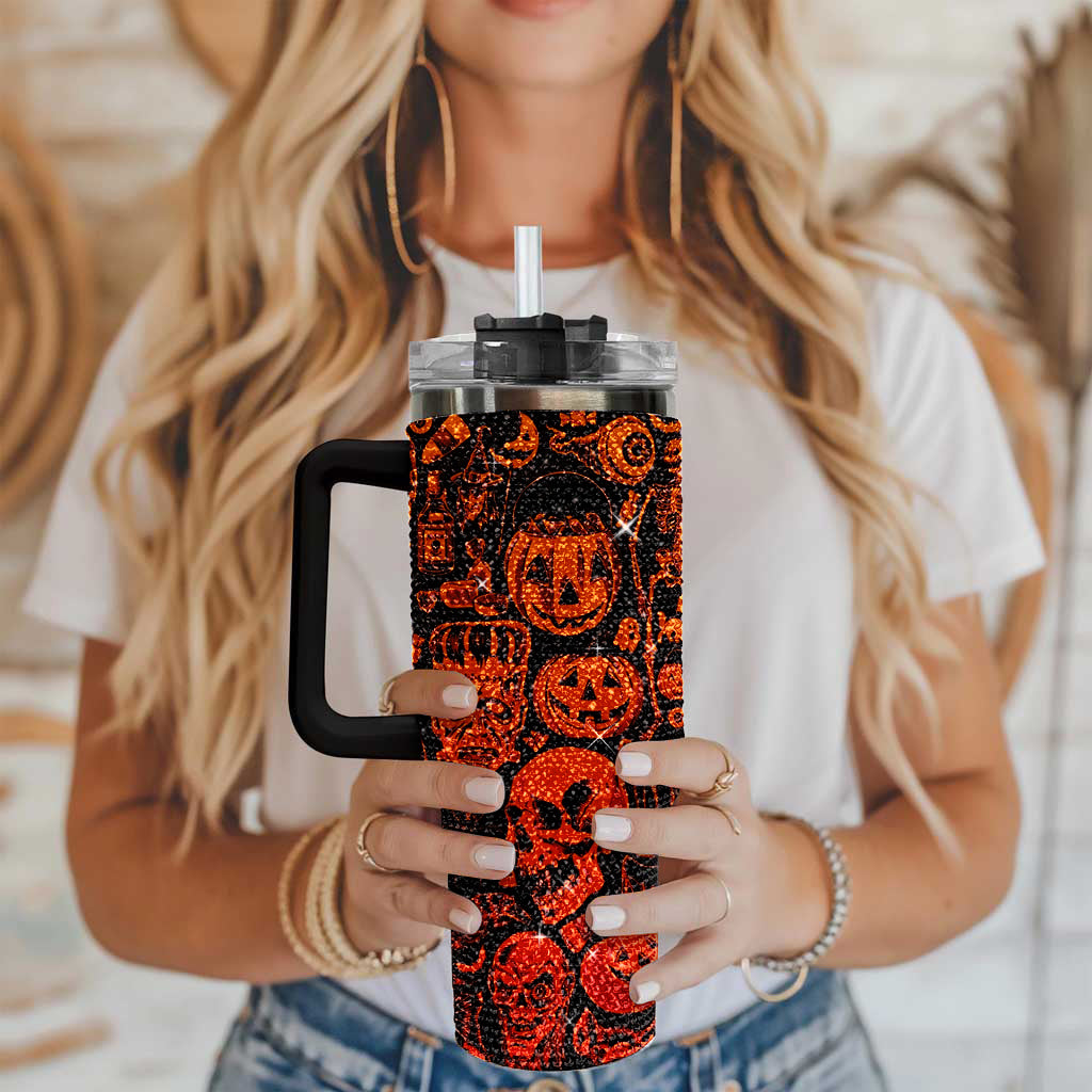 Halloween Dripping Rhinestone Tumbler 40oz, Horror Bling 40oz Cup with Lid and Straw, Blood Drip Halloween Tumbler 40oz TUM2908